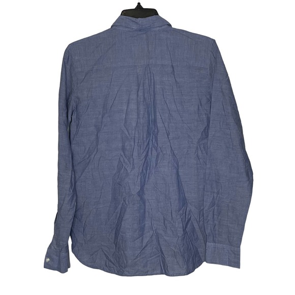 Loft Ann Taylor The Softened Popover‎ Shirt Chambray Eyelet Long Sleeve Women XS - Picture 8 of 8